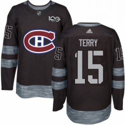 Mens Adidas Montreal Canadiens 15 Chris Terry Premier Black 1917 2017 100th Anniversary NHL Jersey 