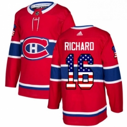 Mens Adidas Montreal Canadiens 16 Henri Richard Authentic Red USA Flag Fashion NHL Jersey 