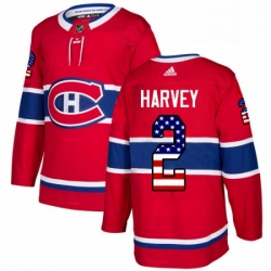 Mens Adidas Montreal Canadiens 2 Doug Harvey Authentic Red USA Flag Fashion NHL Jersey 