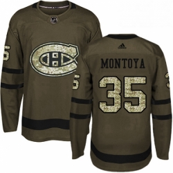 Mens Adidas Montreal Canadiens 35 Al Montoya Authentic Green Salute to Service NHL Jersey 