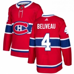 Mens Adidas Montreal Canadiens 4 Jean Beliveau Authentic Red Home NHL Jersey 