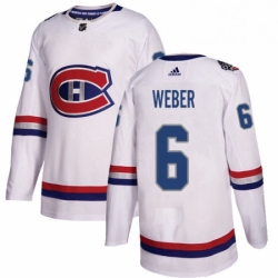 Mens Adidas Montreal Canadiens 6 Shea Weber Authentic White 2017 100 Classic NHL Jersey 