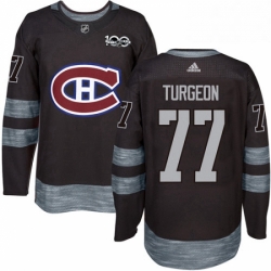 Mens Adidas Montreal Canadiens 77 Pierre Turgeon Premier Black 1917 2017 100th Anniversary NHL Jersey 