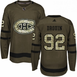 Mens Adidas Montreal Canadiens 92 Jonathan Drouin Authentic Green Salute to Service NHL Jersey 