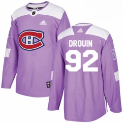 Mens Adidas Montreal Canadiens 92 Jonathan Drouin Authentic Purple Fights Cancer Practice NHL Jersey 