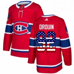 Mens Adidas Montreal Canadiens 92 Jonathan Drouin Authentic Red USA Flag Fashion NHL Jersey 