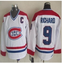 Montreal Canadiens #9 Maurice Richard White CH-CCM Throwback Stitched NHL jersey