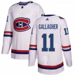 Youth Adidas Montreal Canadiens 11 Brendan Gallagher Authentic White 2017 100 Classic NHL Jersey 