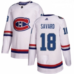 Youth Adidas Montreal Canadiens 18 Serge Savard Authentic White 2017 100 Classic NHL Jersey 