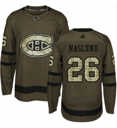 Youth Adidas Montreal Canadiens 26 Mats Naslund Authentic Green Salute to Service NHL Jersey 