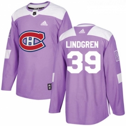 Youth Adidas Montreal Canadiens 39 Charlie Lindgren Authentic Purple Fights Cancer Practice NHL Jersey 