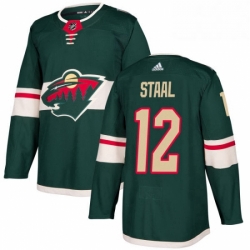 Mens Adidas Minnesota Wild 12 Eric Staal Authentic Green Home NHL Jersey 