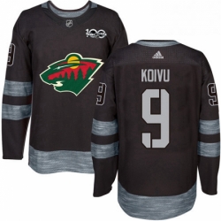 Mens Adidas Minnesota Wild 9 Mikko Koivu Authentic Black 1917 2017 100th Anniversary NHL Jersey 