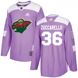 Wild #36 Mats Zuccarello Purple Authentic Fights Cancer Stitched Hockey Jersey