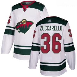 Wild #36 Mats Zuccarello White Road Authentic Stitched Hockey Jersey