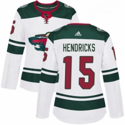 Womens Adidas Minnesota Wild 15 Matt Hendricks Authentic White Away NHL Jersey 