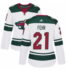 Womens Adidas Minnesota Wild 21 Eric Fehr Authentic White Away NHL Jersey 