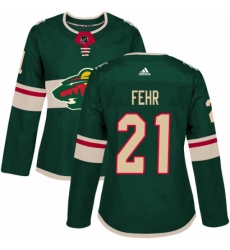 Womens Adidas Minnesota Wild 21 Eric Fehr Premier Green Home NHL Jersey 