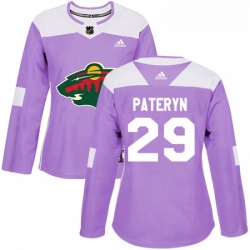 Womens Adidas Minnesota Wild 29 Greg Pateryn Authentic Purple Fights Cancer Practice NHL Jersey 