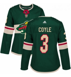 Womens Adidas Minnesota Wild 3 Charlie Coyle Authentic Green Home NHL Jersey 