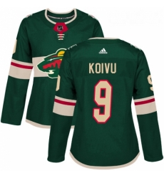 Womens Adidas Minnesota Wild 9 Mikko Koivu Premier Green Home NHL Jersey 