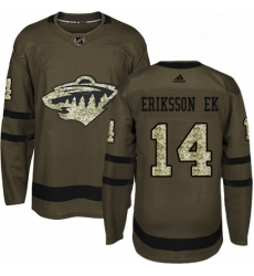 Youth Adidas Minnesota Wild 14 Joel Eriksson Ek Premier Green Salute to Service NHL Jersey 