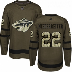 Youth Adidas Minnesota Wild 22 Nino Niederreiter Premier Green Salute to Service NHL Jersey 