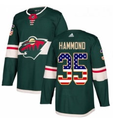 Youth Adidas Minnesota Wild 35 Andrew Hammond Authentic Green USA Flag Fashion NHL Jersey 