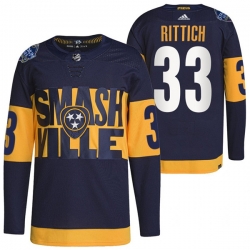 Men Nashville Predators 33 David Rittich 2022 Navy Stadium Series Breakaway Player Stitched Jersey