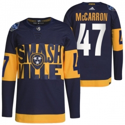 Men Nashville Predators 47 Michael Mccarron 2022 Navy Stadium Series Breakaway Player Stitched Jersey