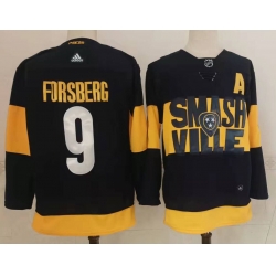 Men Nashville Predators 9 Filip Forsberg Black 2022 Stadium Series adidas Stitched NHL Jersey
