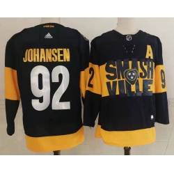 Men Nashville Predators 92 Ryan Johansen Black 2022 Stadium Series adidas Stitched NHL Jersey