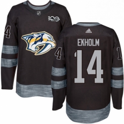 Mens Adidas Nashville Predators 14 Mattias Ekholm Authentic Black 1917 2017 100th Anniversary NHL Jersey 