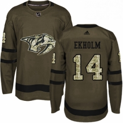 Mens Adidas Nashville Predators 14 Mattias Ekholm Authentic Green Salute to Service NHL Jersey 