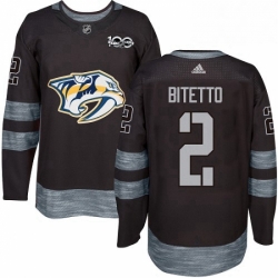 Mens Adidas Nashville Predators 2 Anthony Bitetto Authentic Black 1917 2017 100th Anniversary NHL Jersey 