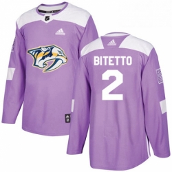 Mens Adidas Nashville Predators 2 Anthony Bitetto Authentic Purple Fights Cancer Practice NHL Jersey 