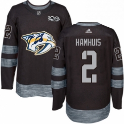 Mens Adidas Nashville Predators 2 Dan Hamhuis Authentic Black 1917 2017 100th Anniversary NHL Jersey 