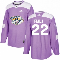 Mens Adidas Nashville Predators 22 Kevin Fiala Authentic Purple Fights Cancer Practice NHL Jersey 