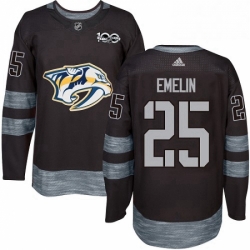 Mens Adidas Nashville Predators 25 Alexei Emelin Authentic Black 1917 2017 100th Anniversary NHL Jersey 