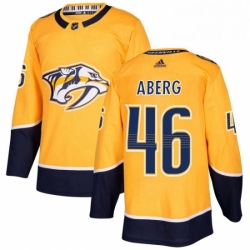 Mens Adidas Nashville Predators 46 Pontus Aberg Premier Gold Home NHL Jersey 