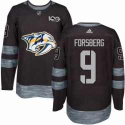 Mens Adidas Nashville Predators 9 Filip Forsberg Authentic Black 1917 2017 100th Anniversary NHL Jersey 