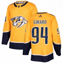 Mens Adidas Nashville Predators 94 Samuel Girard Premier Gold Home NHL Jersey 