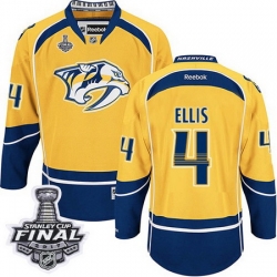 Predators #4 Ryan Ellis Yellow Home 2017 Stanley Cup Final Patch Stitched NHL Jersey