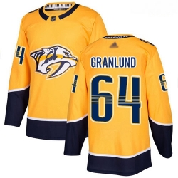 Predators #64 Mikael Granlund Yellow Home Authentic Stitched Hockey Jersey