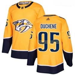 Predators #95 Matt Duchene Yellow Home Authentic Stitched Hockey Jersey