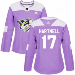 Womens Adidas Nashville Predators 17 Scott Hartnell Authentic Purple Fights Cancer Practice NHL Jersey 