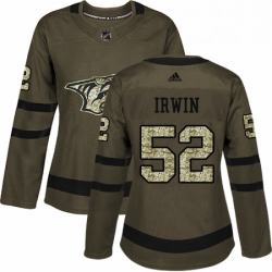 Womens Adidas Nashville Predators 52 Matt Irwin Authentic Green Salute to Service NHL Jersey 