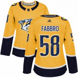 Womens Adidas Nashville Predators 58 Dante Fabbro Authentic Gold Home NHL Jersey 