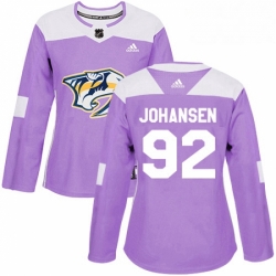 Womens Adidas Nashville Predators 92 Ryan Johansen Authentic Purple Fights Cancer Practice NHL Jersey 