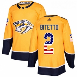 Youth Adidas Nashville Predators 2 Anthony Bitetto Authentic Gold USA Flag Fashion NHL Jersey 